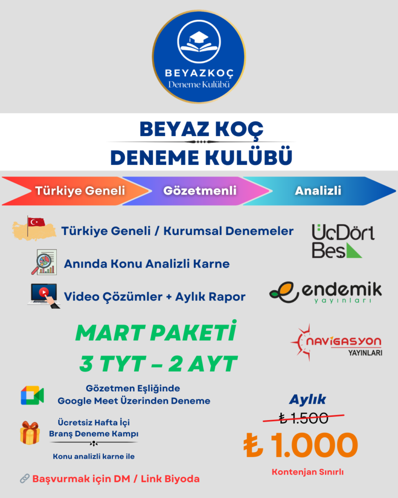 Mart Ayı TYT - AYT Deneme Kulübü (Aylık)